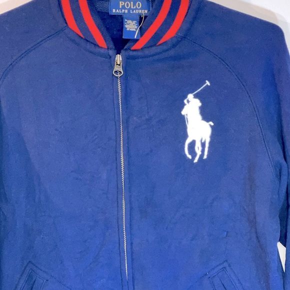 NWT Ralph Lauren Polo Zip Cotton Cardigan Jacket Big Pony Boys Sz M 10-12 - Picture 2 of 6
